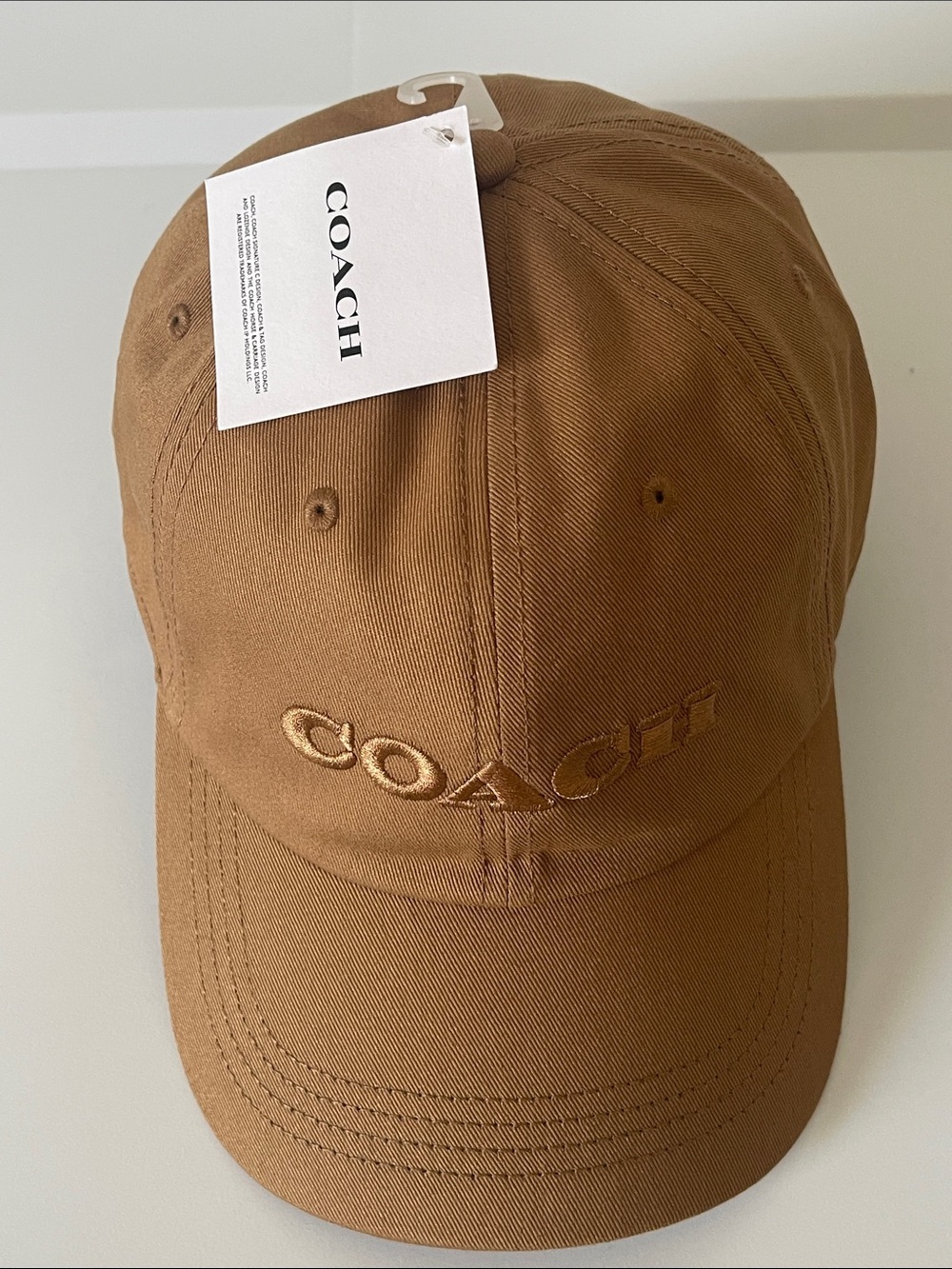 Coach Light Saddle Brown Embroidered Logo Baseball Cap - Picture 3 of 5